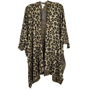 NORDSTROM RACK Leopard Print Open Kimono Poncho Wrap NEW